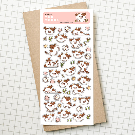 Moo Moods - Sticker Sheet - Clear Stickers